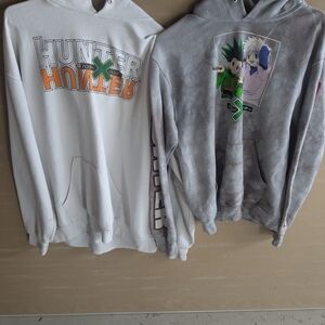 Heather Gray and White Sweaters with Graphic Designs